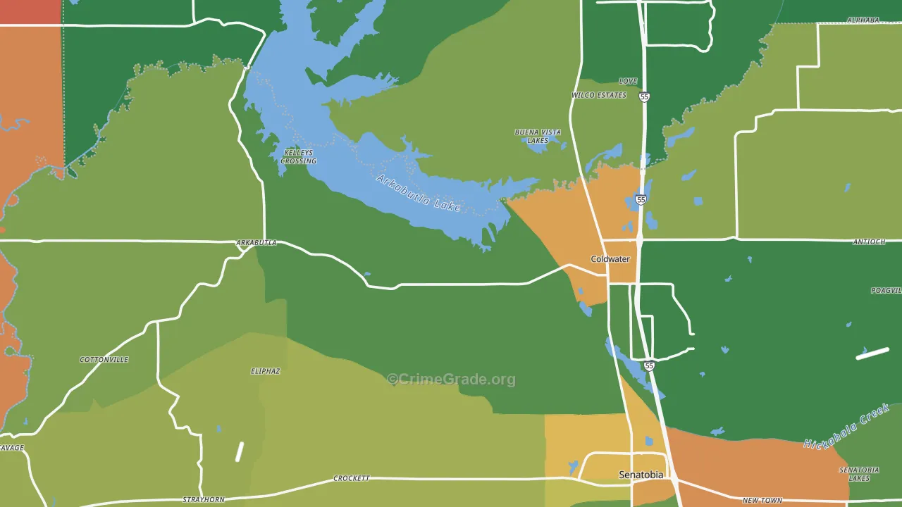 Evansville, MS Map of Murder Rates