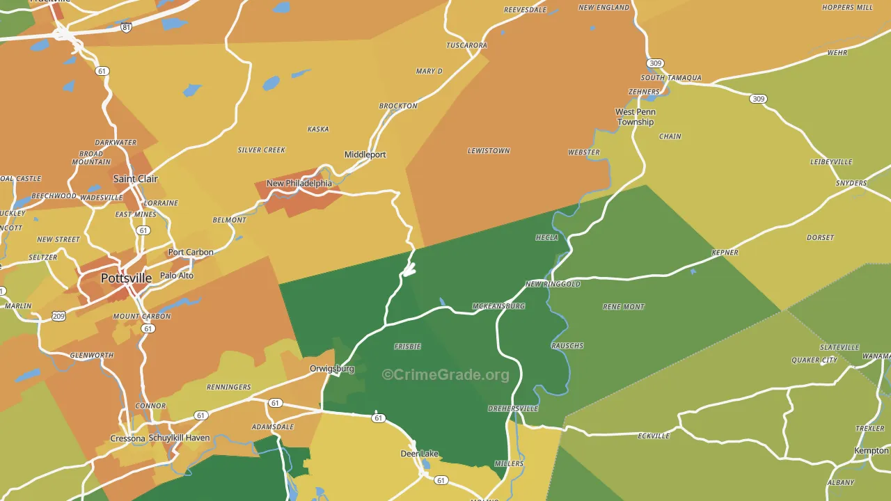 Evansville, PA Map of Murder Rates