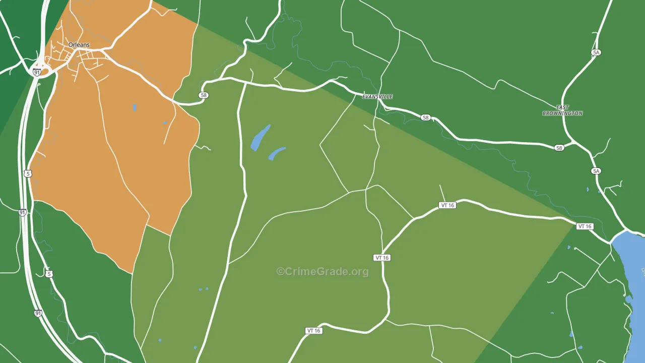 Evansville, VT Map of Murder Rates