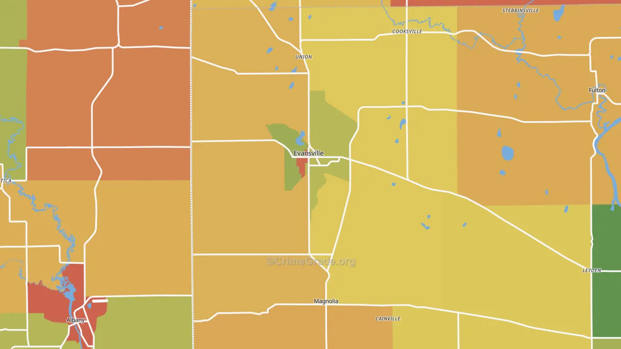 Evansville, WI Map of Murder Rates