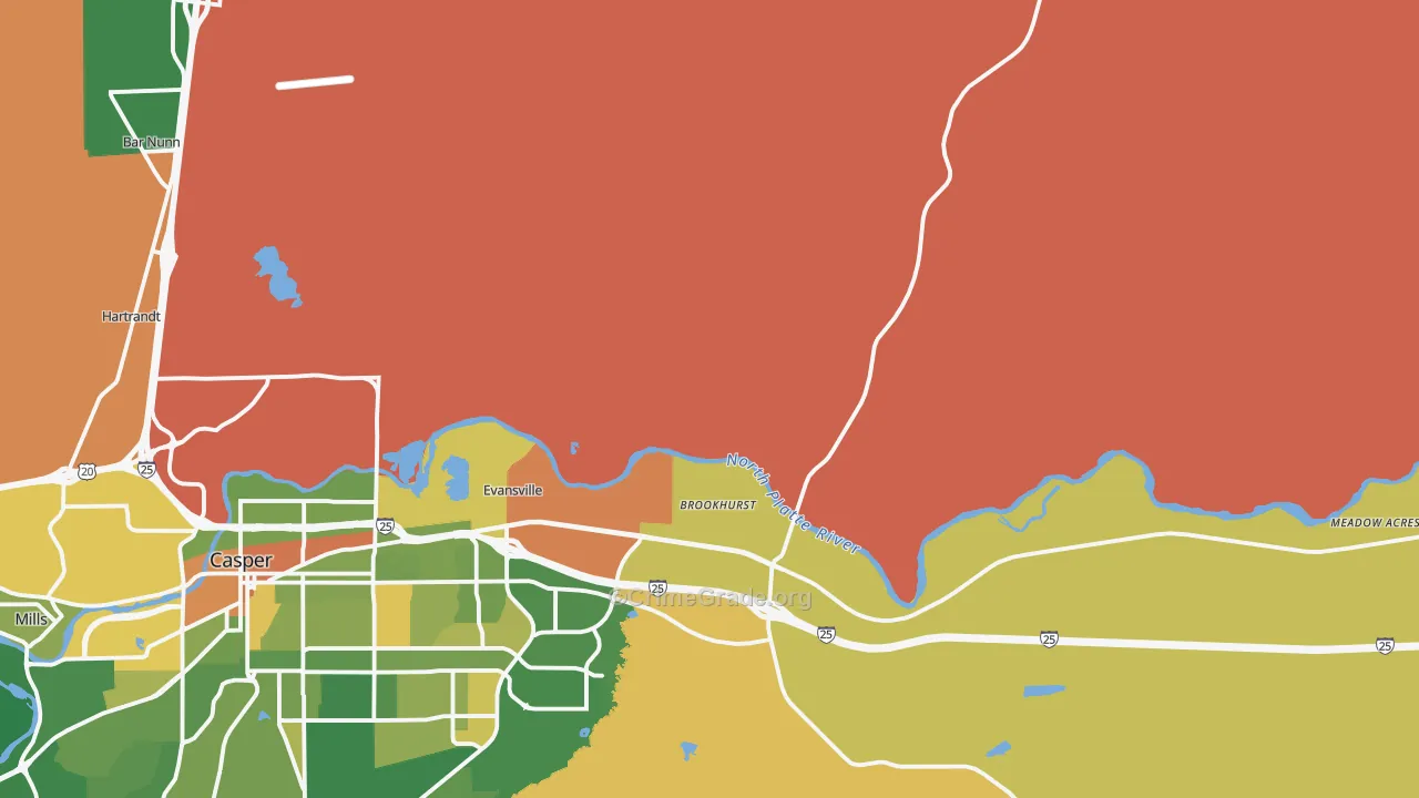 Evansville, WY Map of Murder Rates