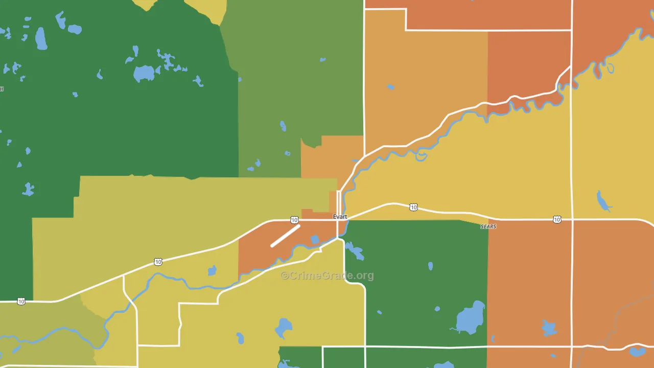 Evart, MI Map of Murder Rates