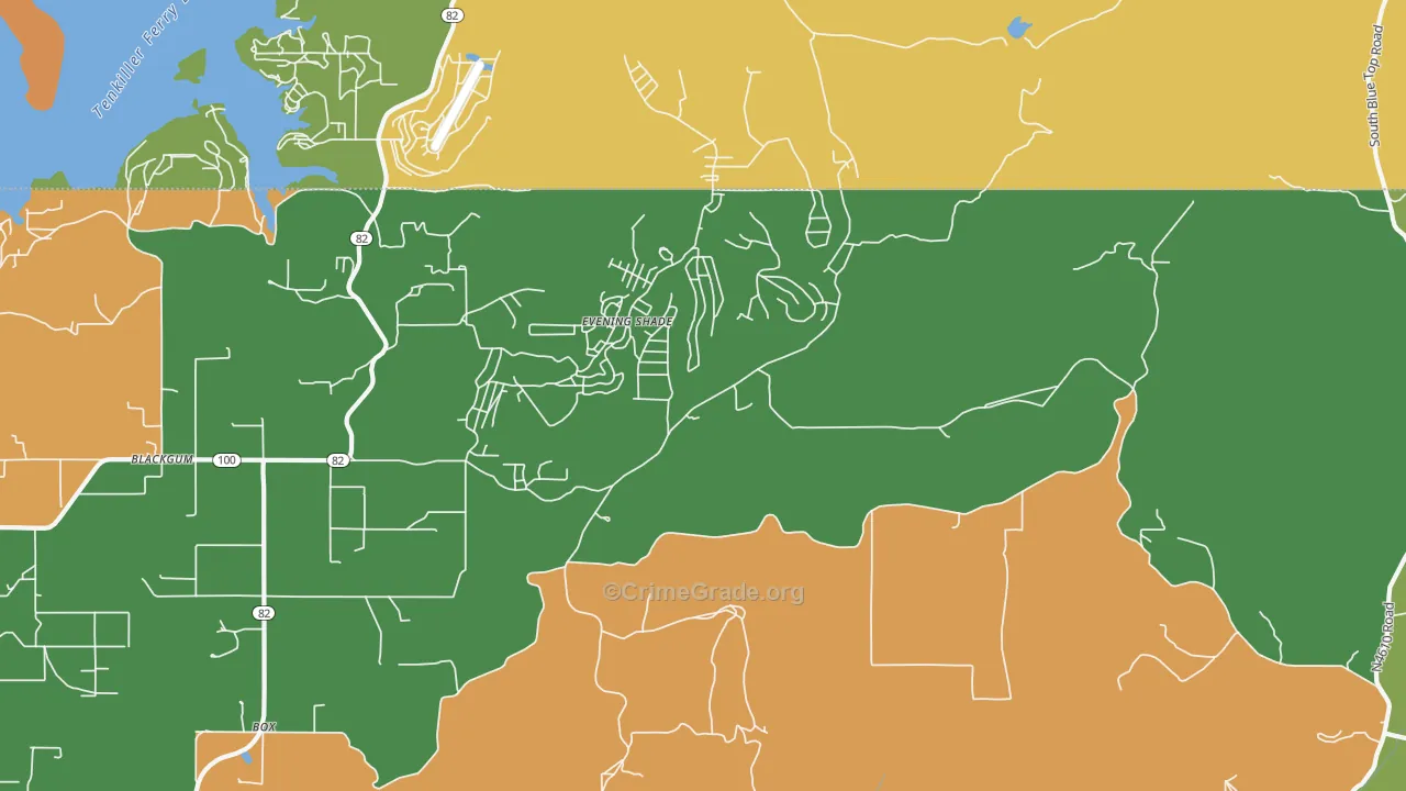 Evening Shade, OK Map of Murder Rates
