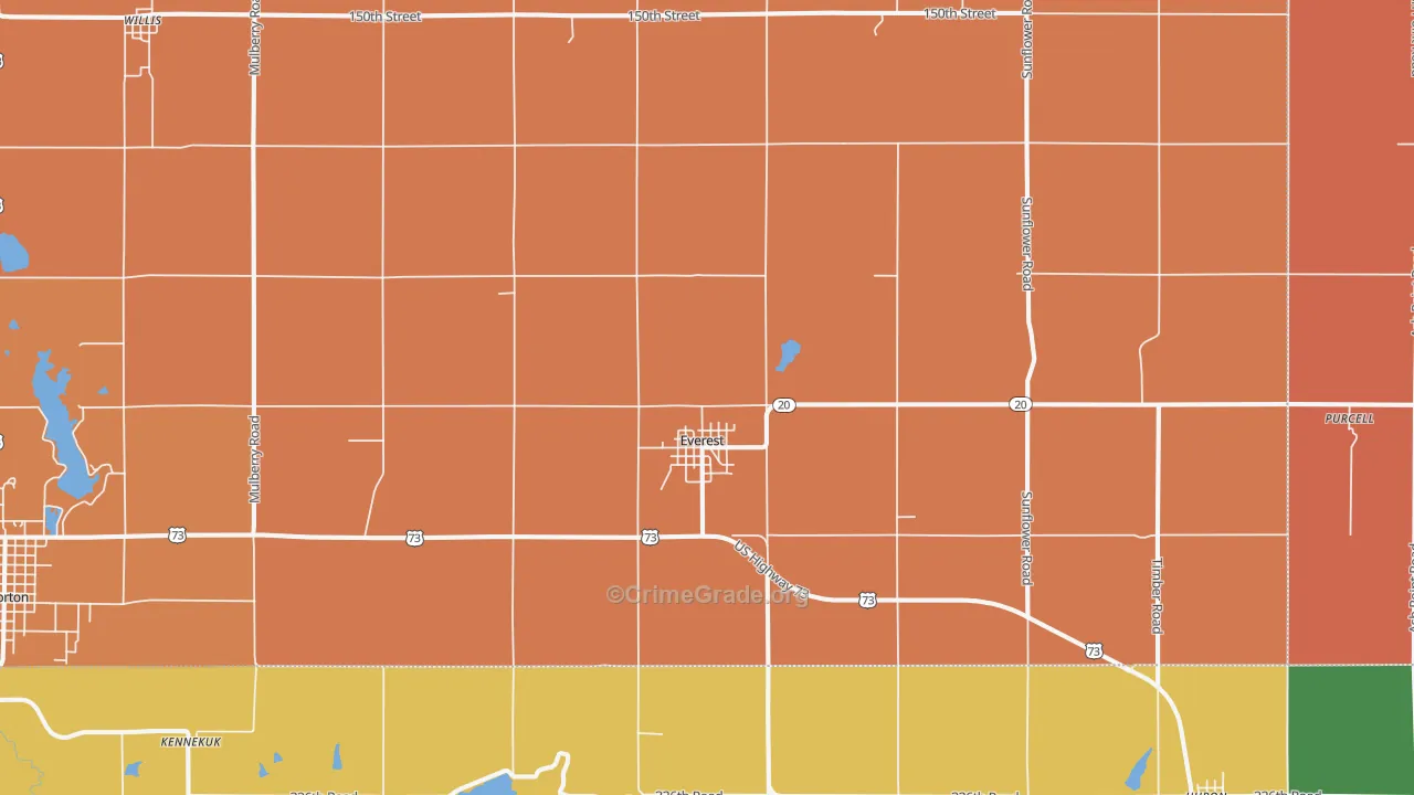 Everest, KS Map of Murder Rates
