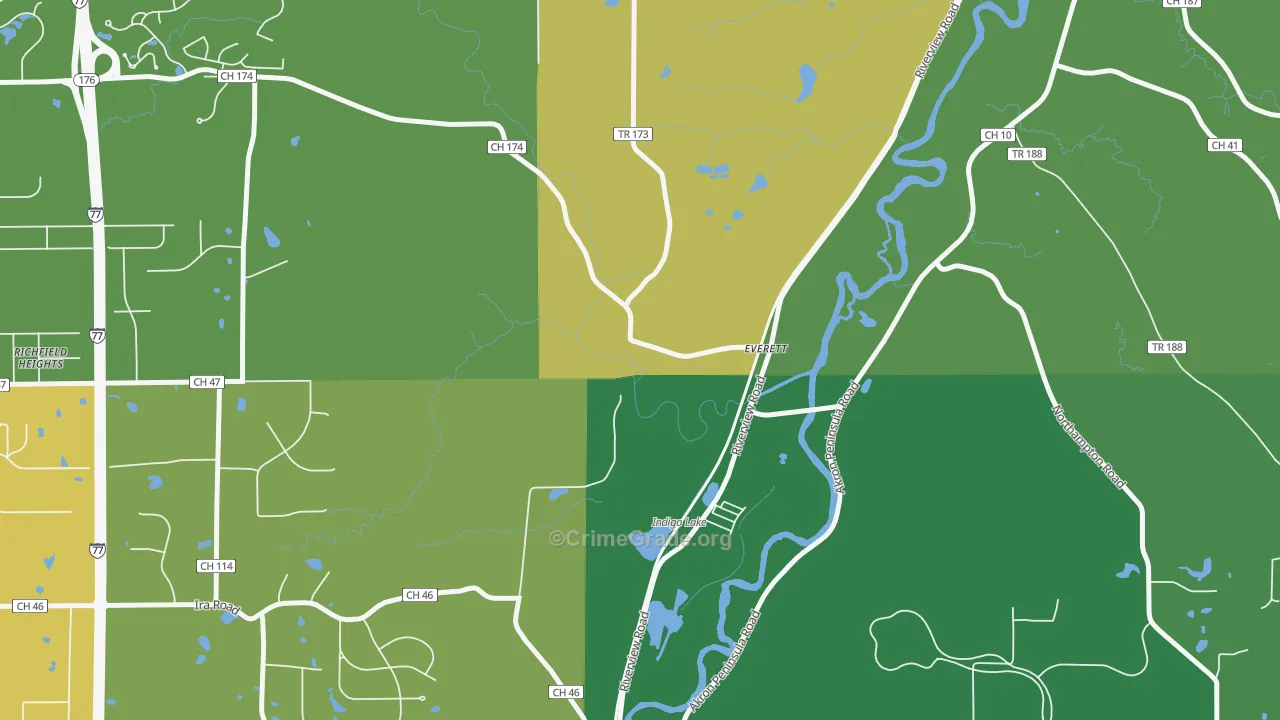 Everett, OH Map of Murder Rates