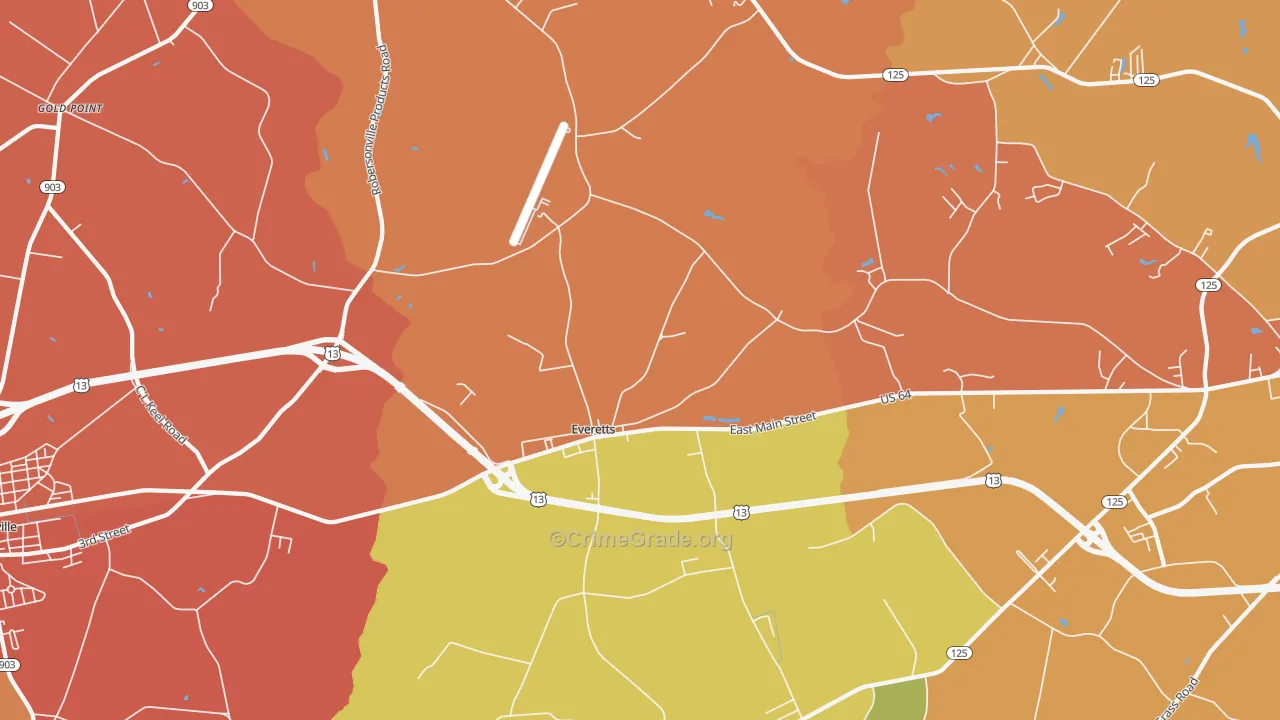 Everetts, NC Map of Murder Rates