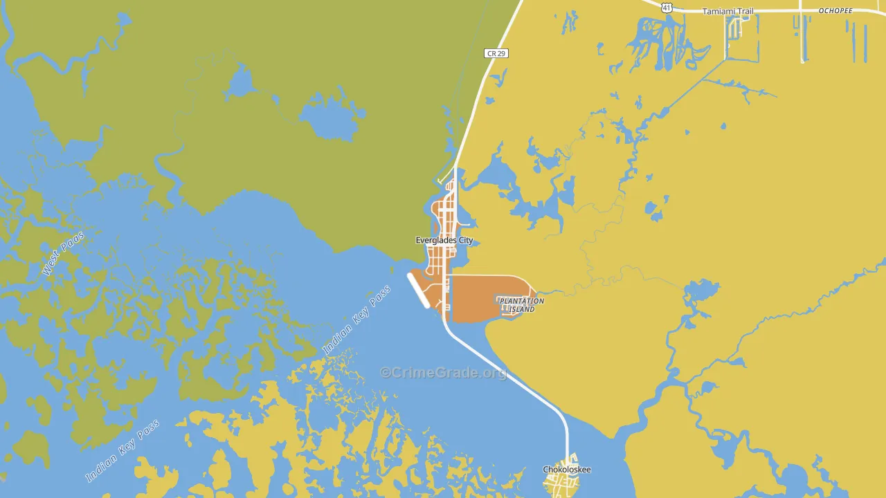 Everglades, FL Map of Murder Rates