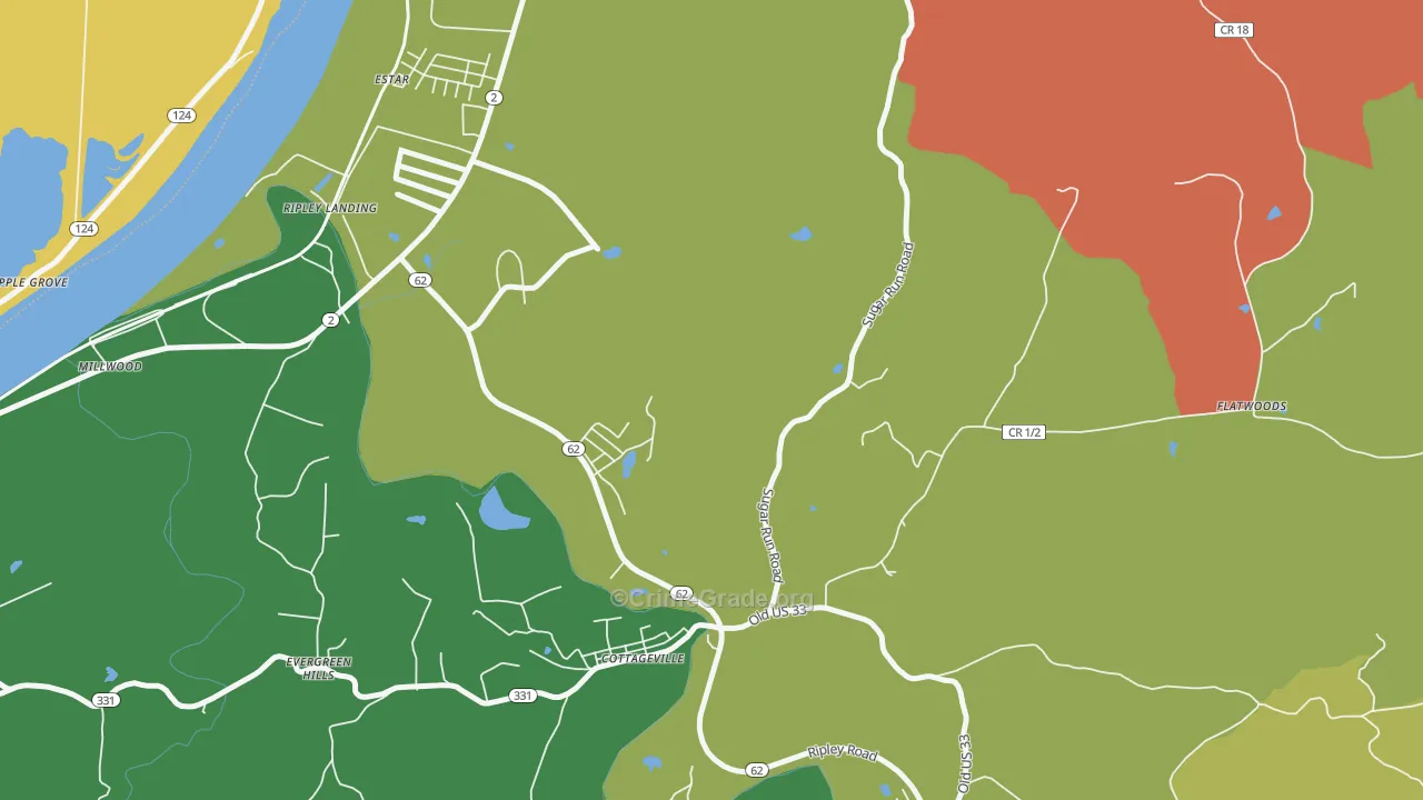 Evergreen Hills, WV Map of Murder Rates