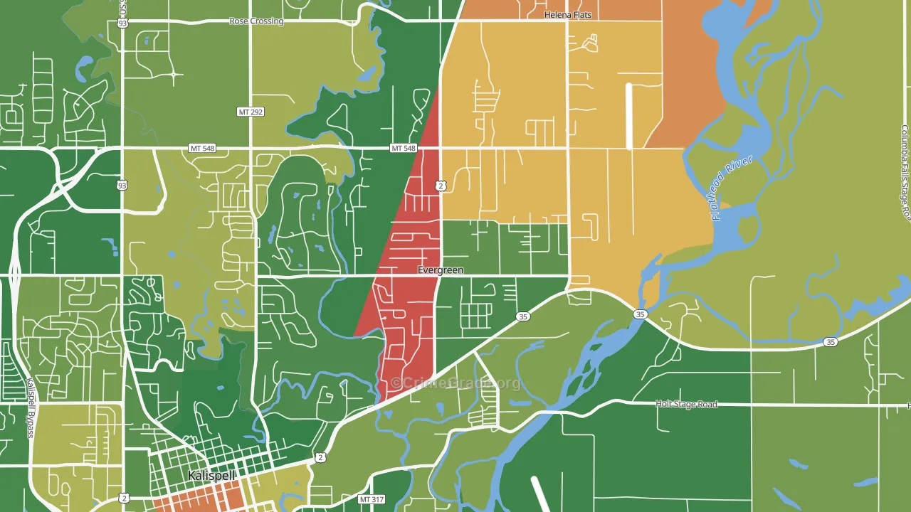 Evergreen, MT Map of Murder Rates