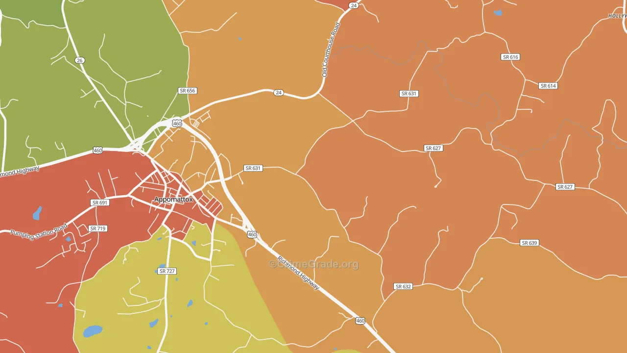 Evergreen, VA Map of Murder Rates