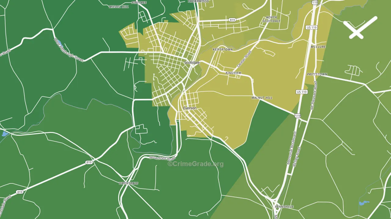 Everson, PA Map of Murder Rates
