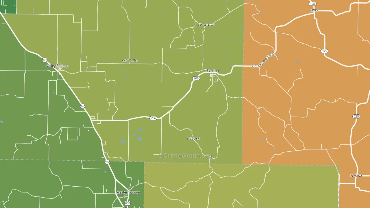 Everton, AR Map of Murder Rates