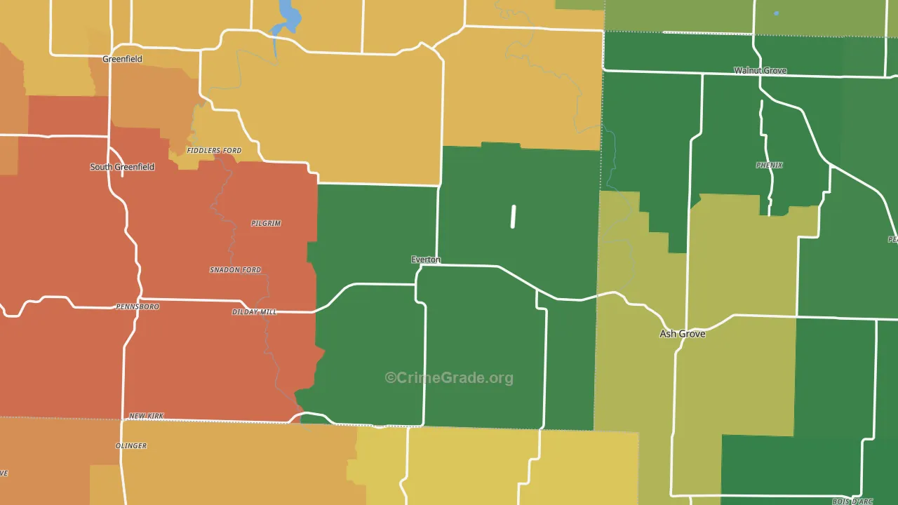 Everton, MO Map of Murder Rates