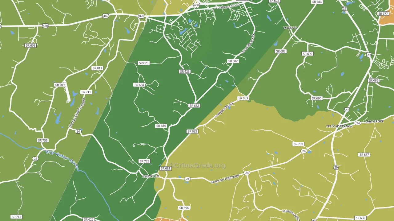 Evington, VA Map of Murder Rates