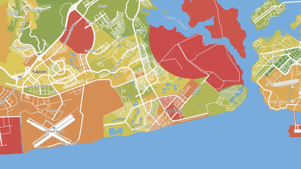 Ewa Beach, HI Map of Murder Rates