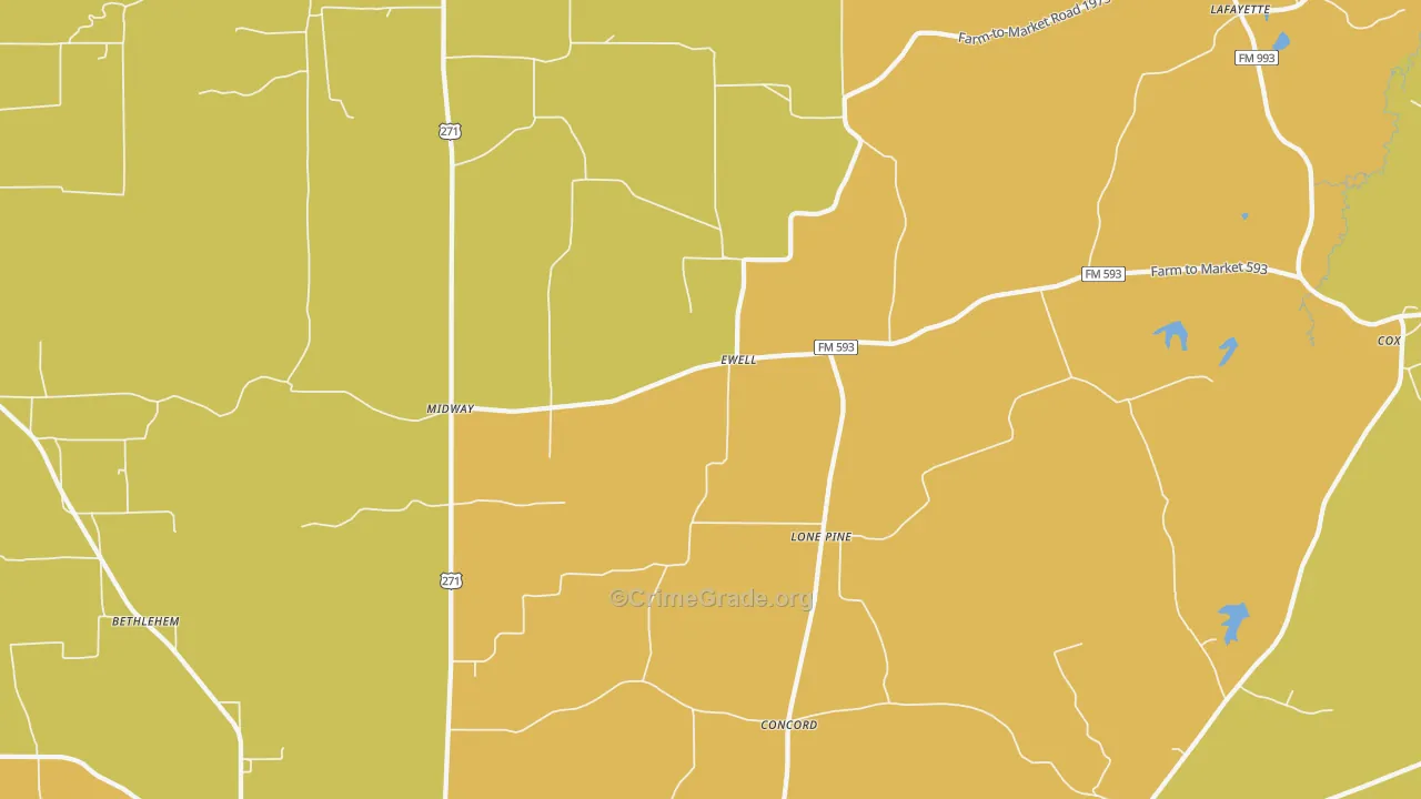 Ewell, TX Map of Murder Rates