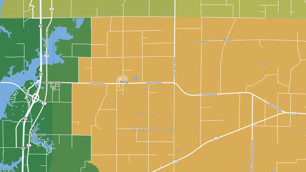 Ewing, IL Map of Murder Rates
