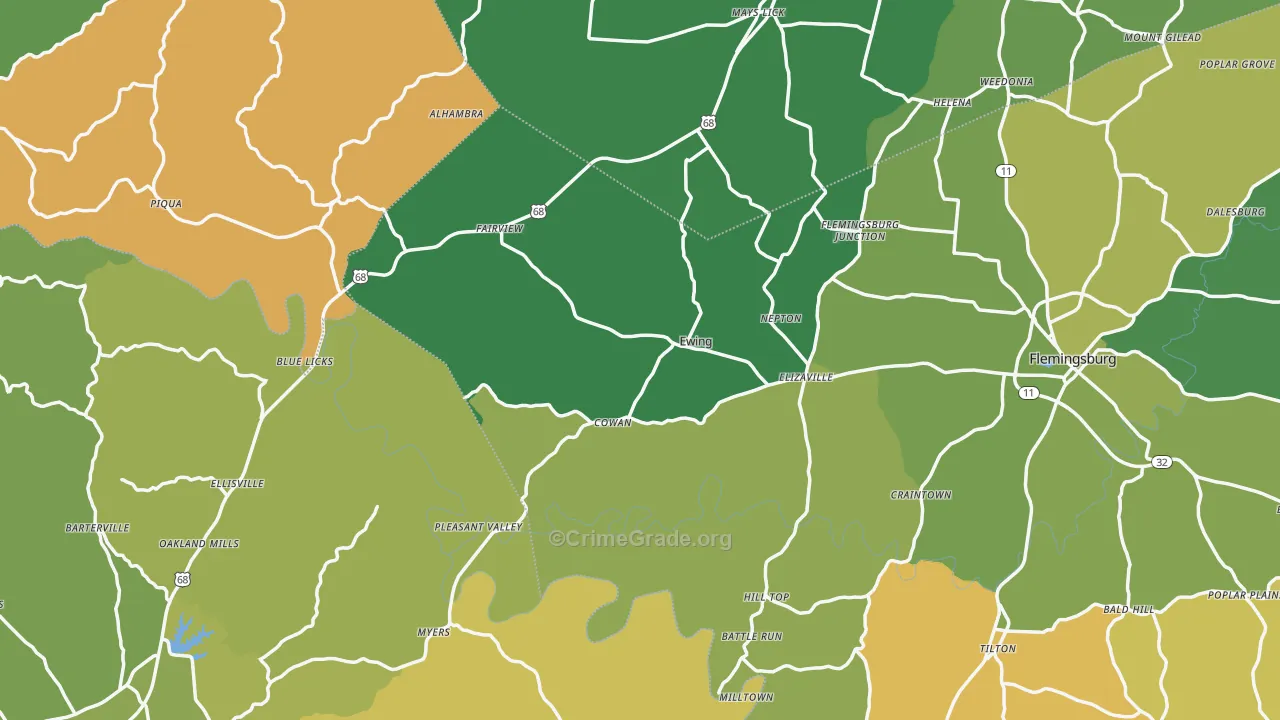 Ewing, KY Map of Murder Rates