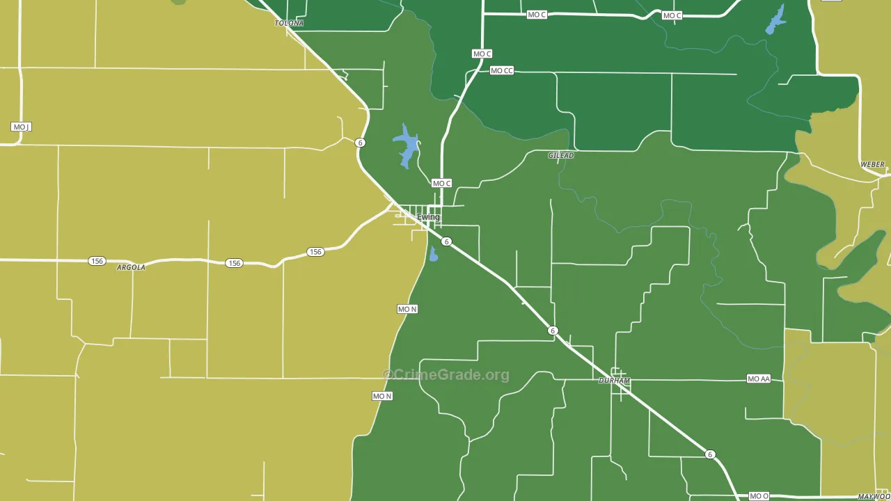 Ewing, MO Map of Murder Rates