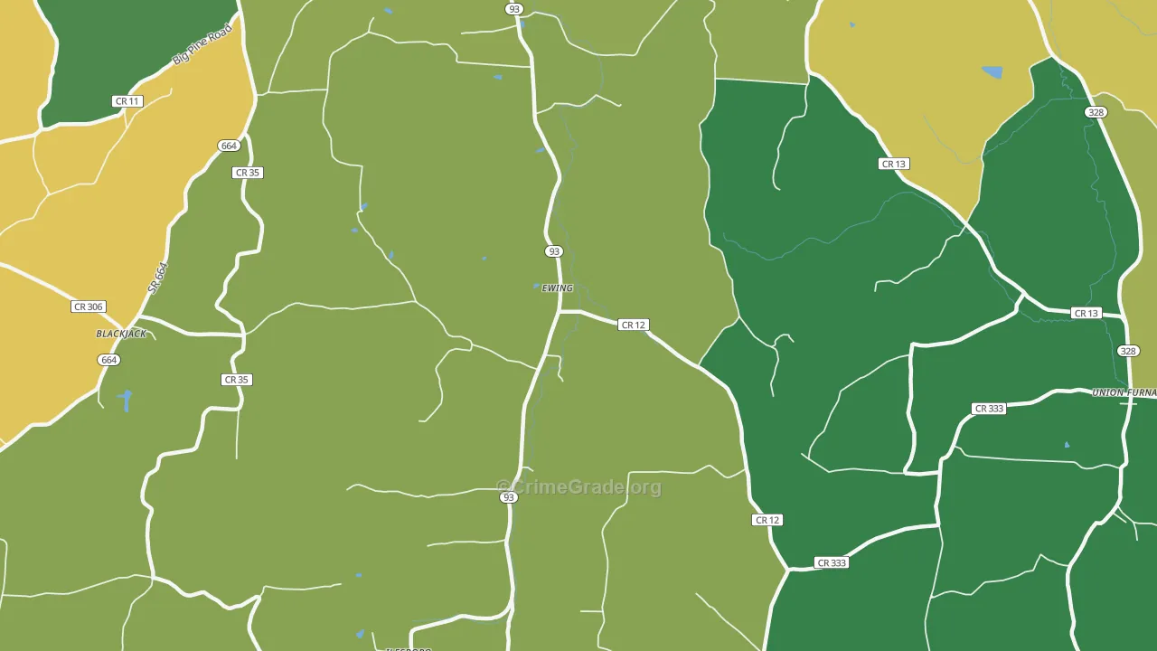 Ewing, OH Map of Murder Rates