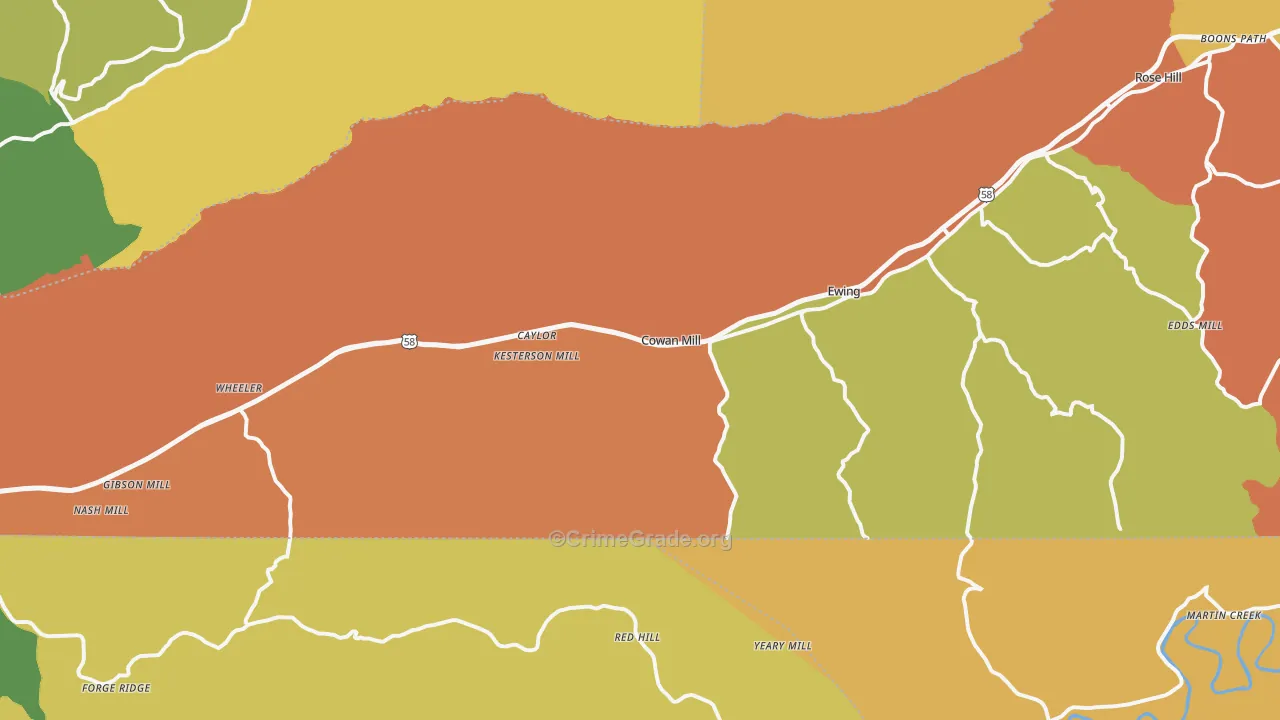 Ewing, VA Map of Murder Rates