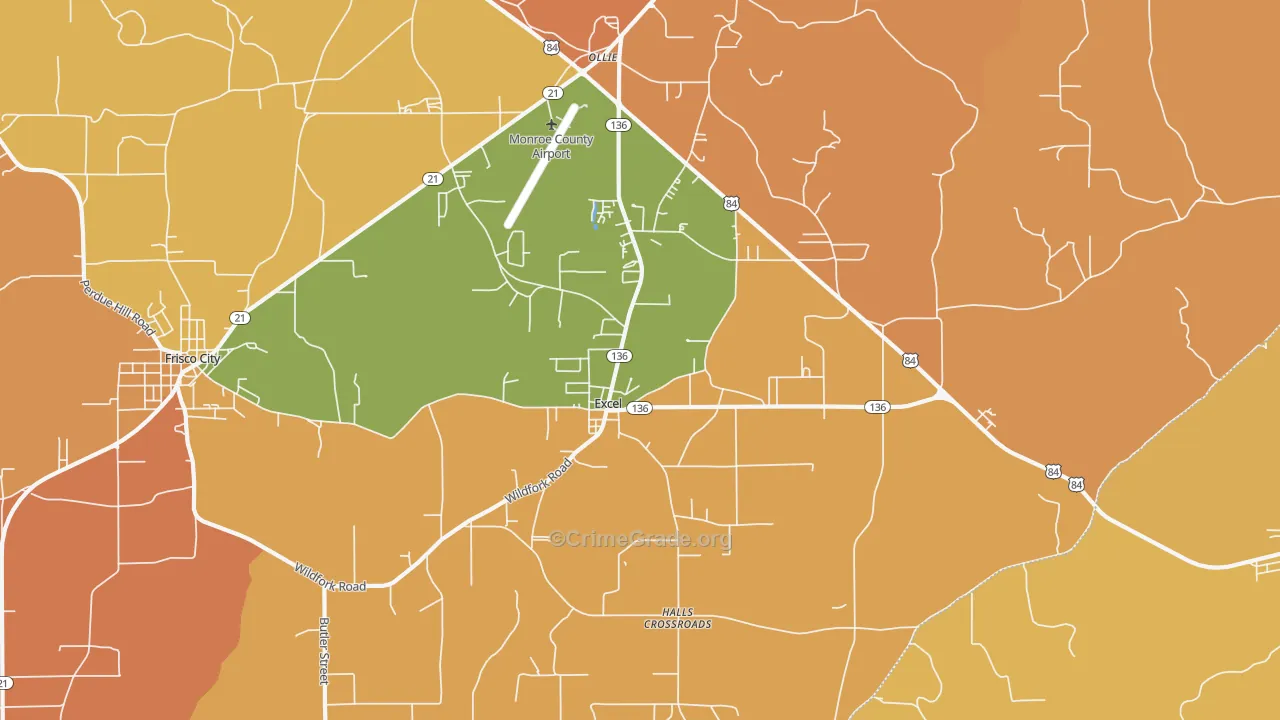 Excel, AL Map of Murder Rates