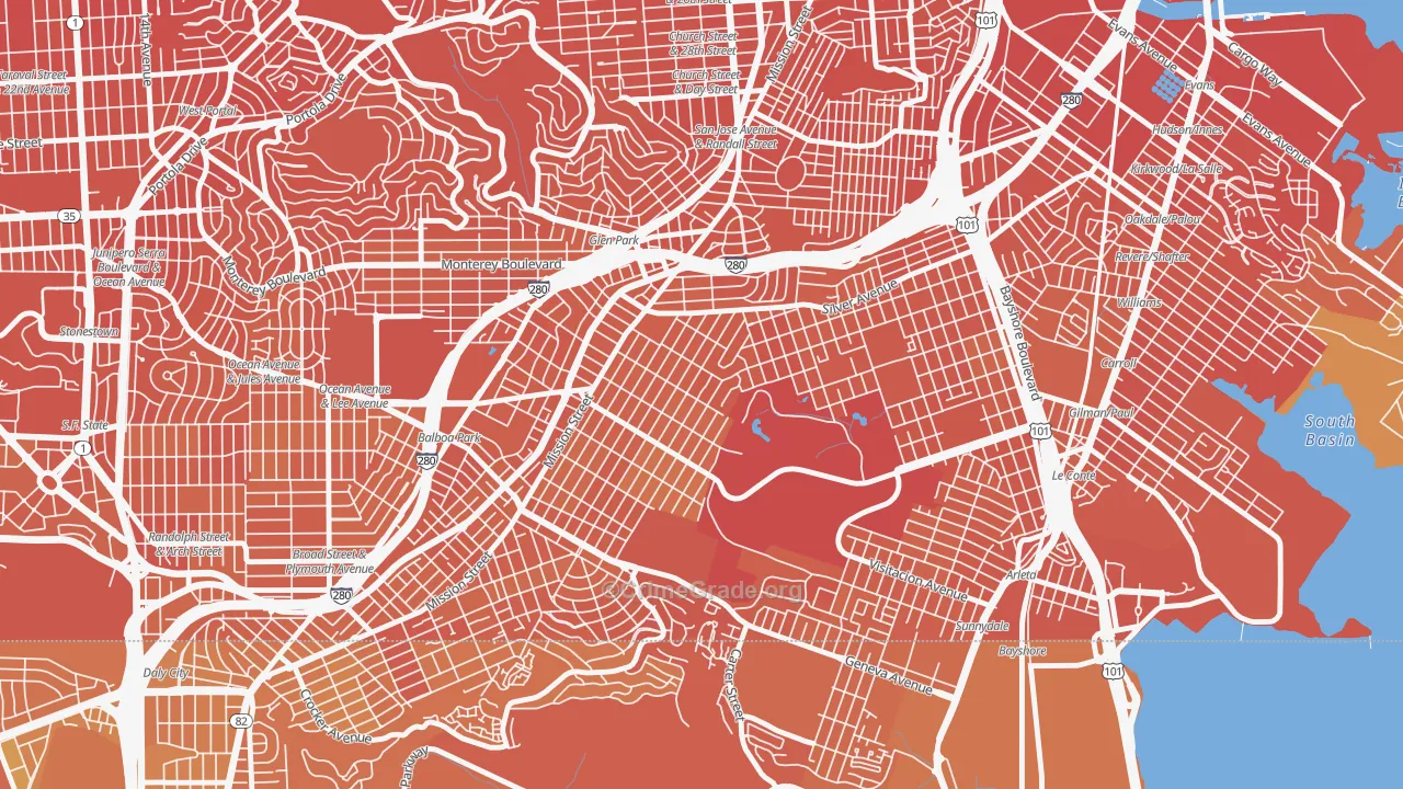 Excelsior, San Francisco, CA Map of Murder Rates