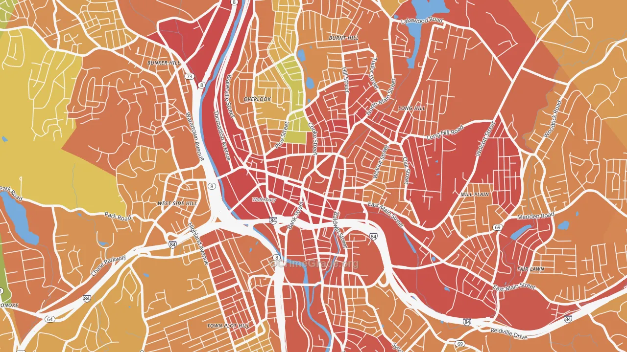 Exchange Place, Waterbury, CT Map of Murder Rates