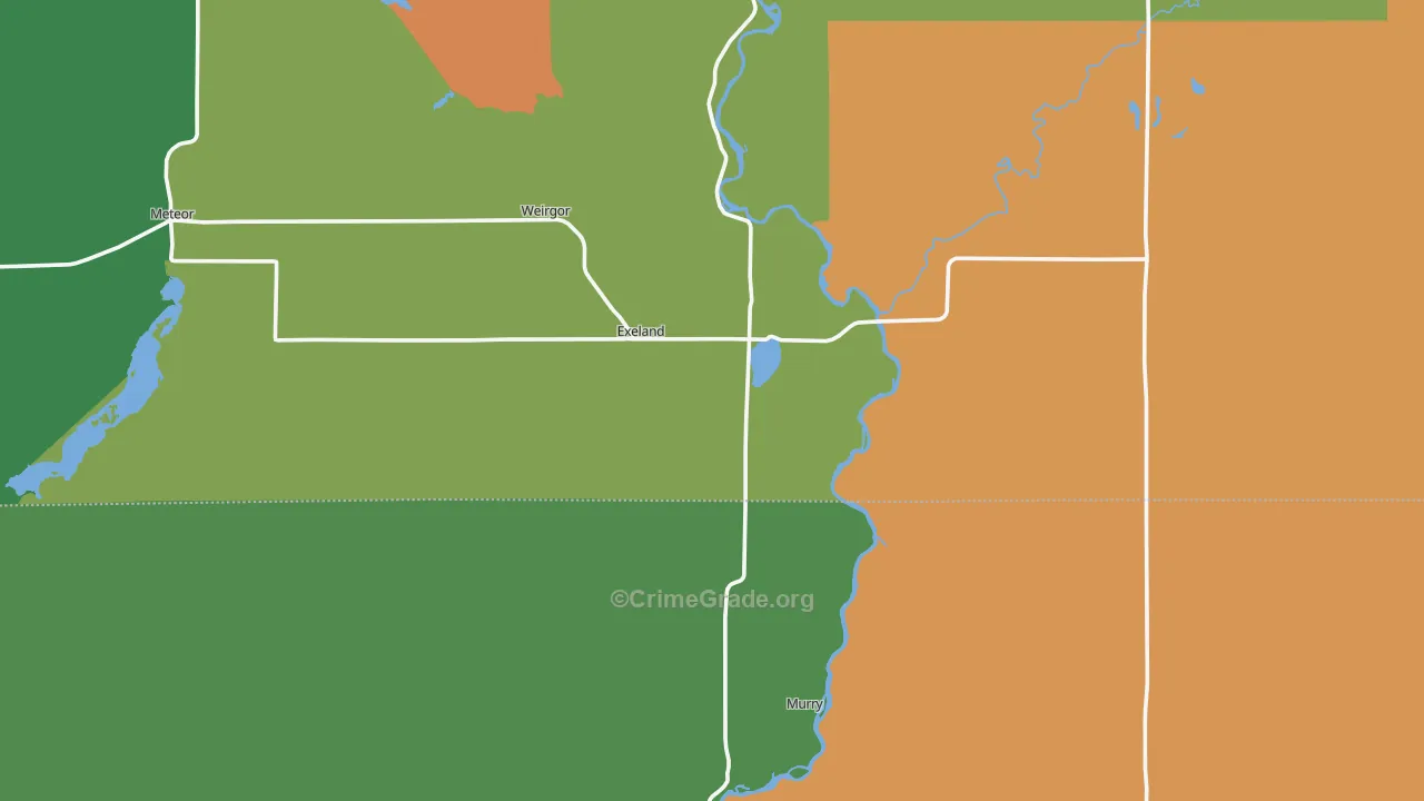 Exeland, WI Map of Murder Rates