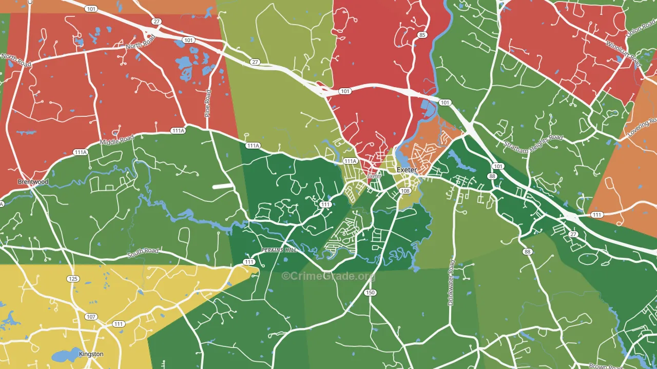 Exeter, NH Map of Murder Rates