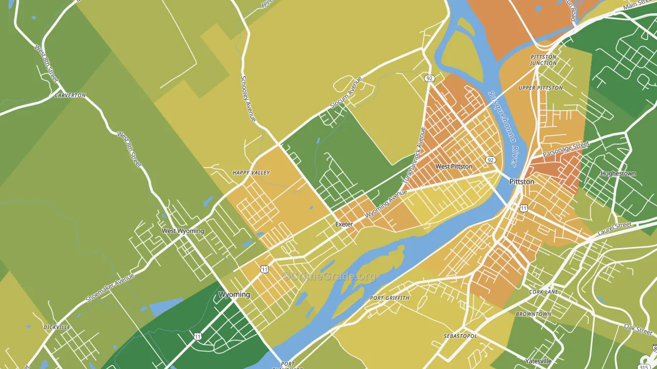 Exeter, PA Map of Murder Rates