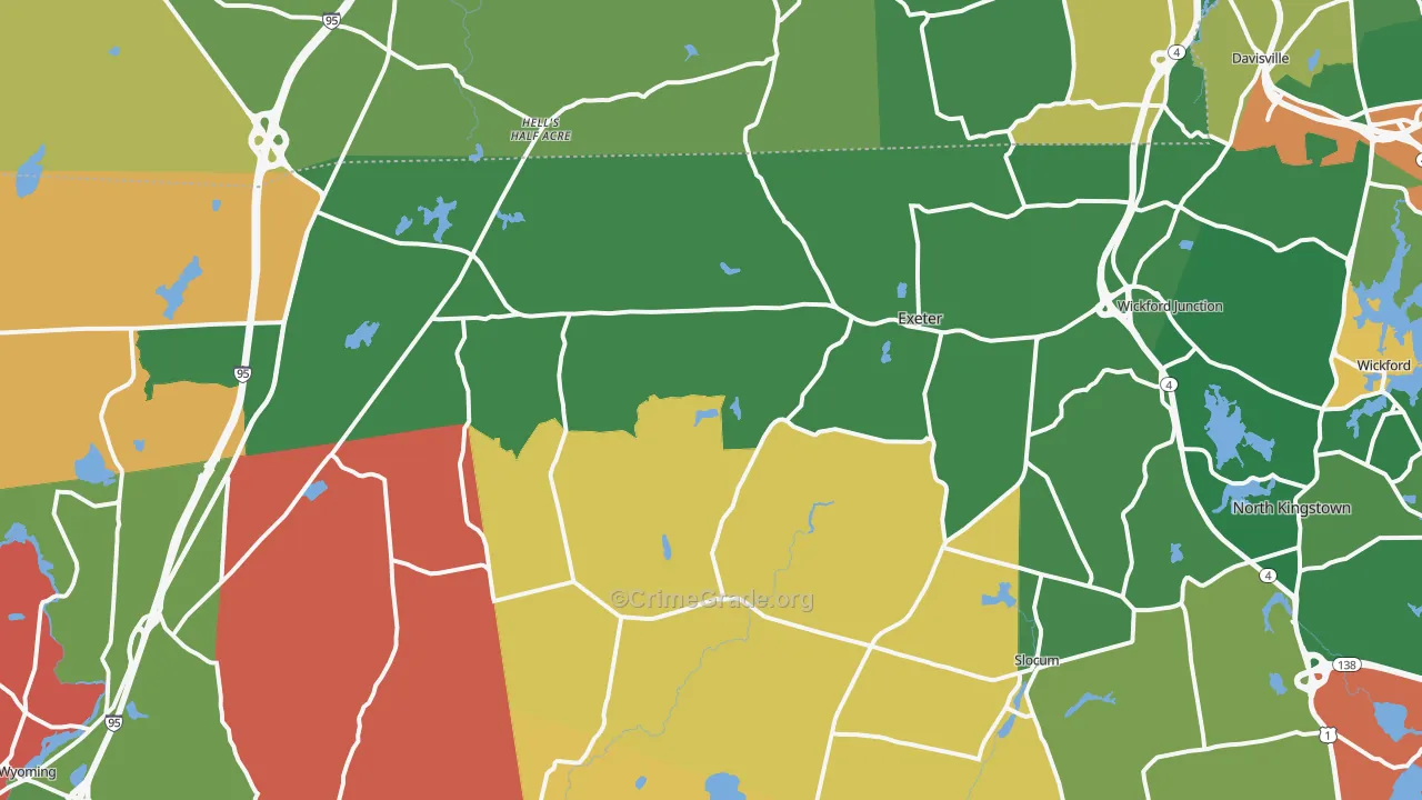 Exeter, RI Map of Murder Rates