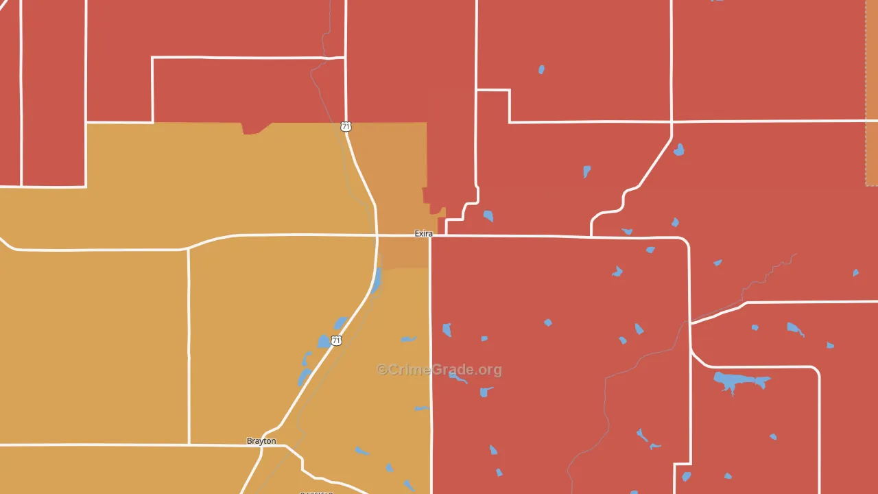 Exira, IA Map of Murder Rates