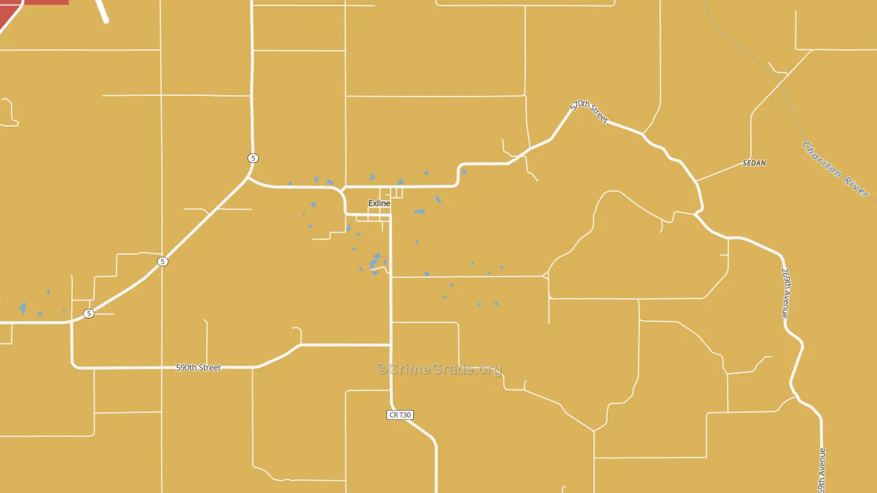 Exline, IA Map of Murder Rates
