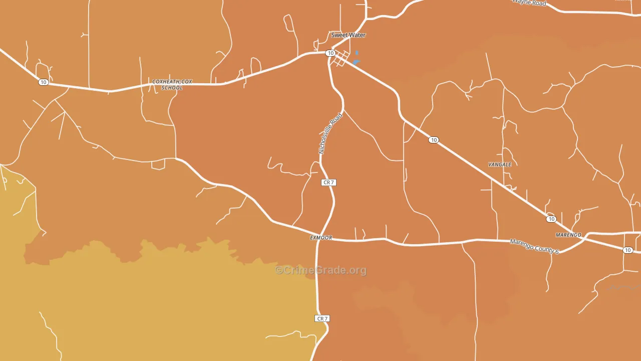 Exmoor, AL Map of Murder Rates