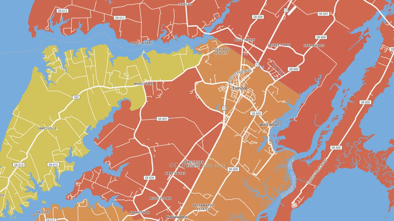 Exmore, VA Map of Murder Rates