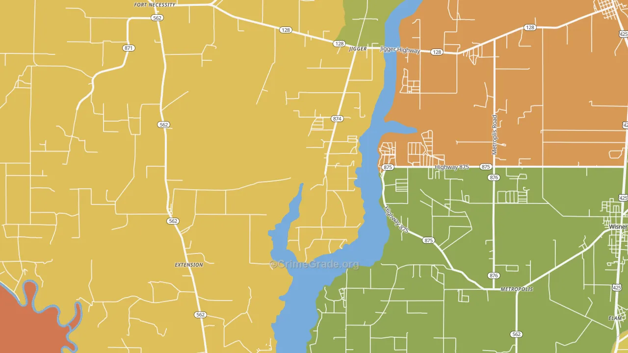 Extension, LA Map of Murder Rates