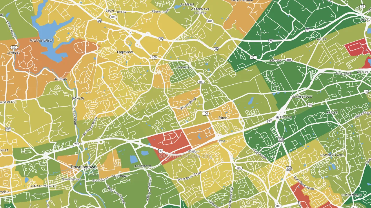 Exton, PA Map of Murder Rates