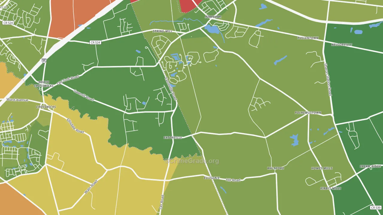 Extonville, NJ Map of Murder Rates