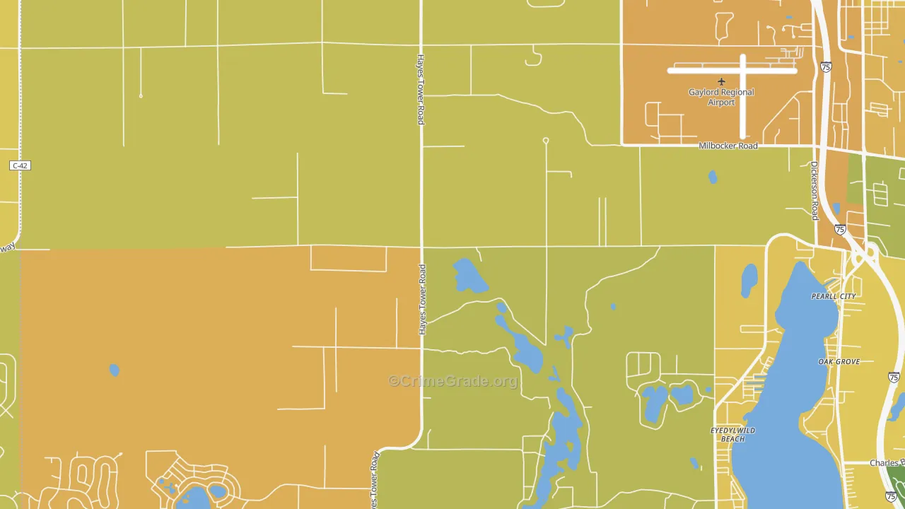 Eyedylwild Beach, MI Map of Murder Rates