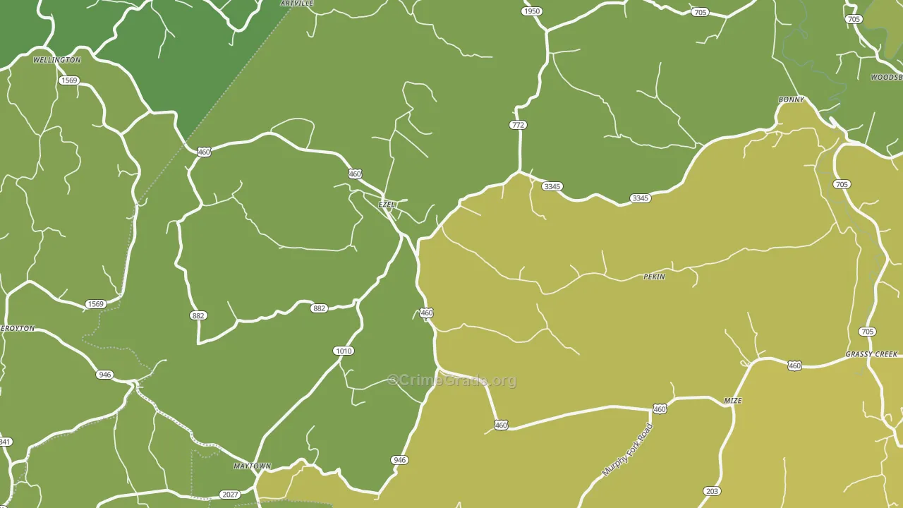 Ezel, KY Map of Murder Rates