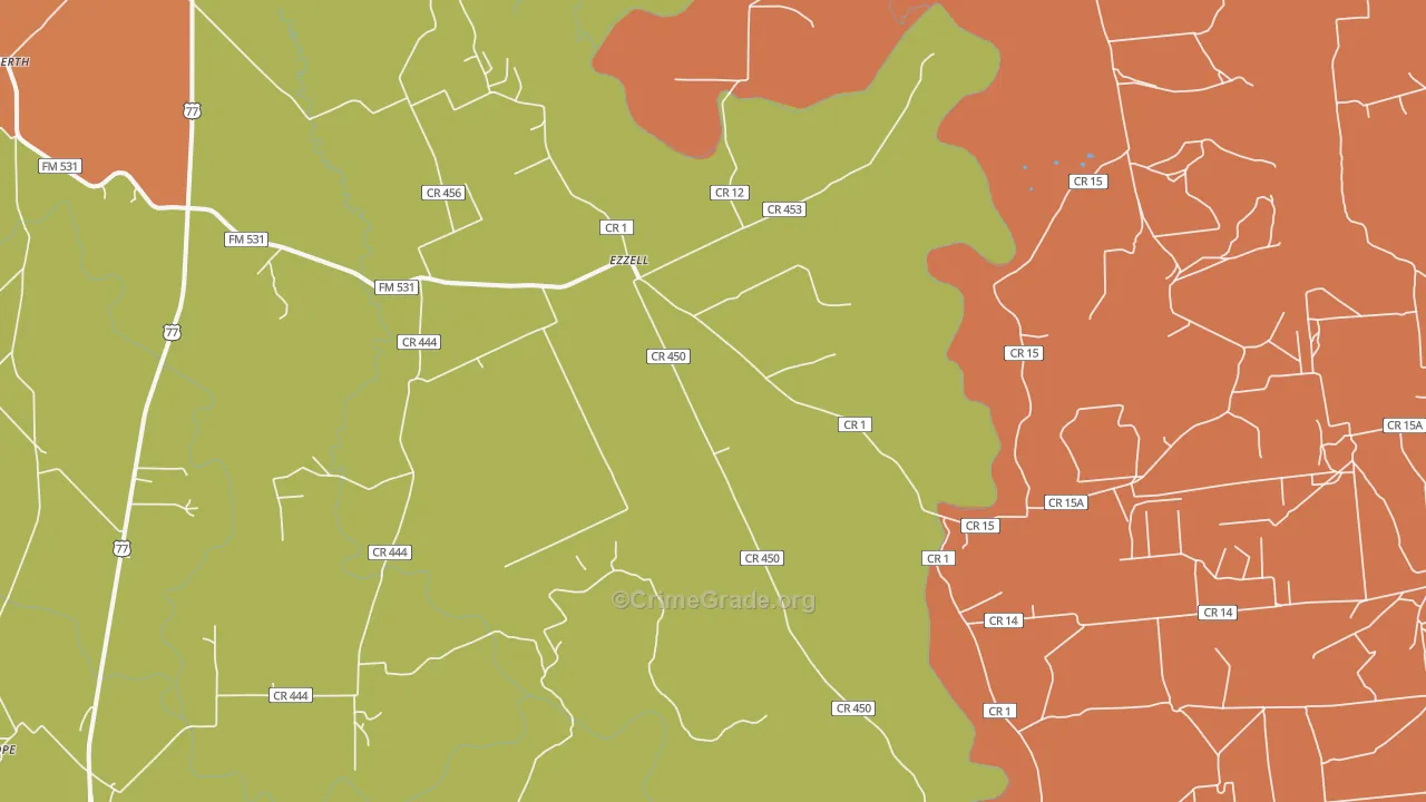 Ezzell, TX Map of Murder Rates