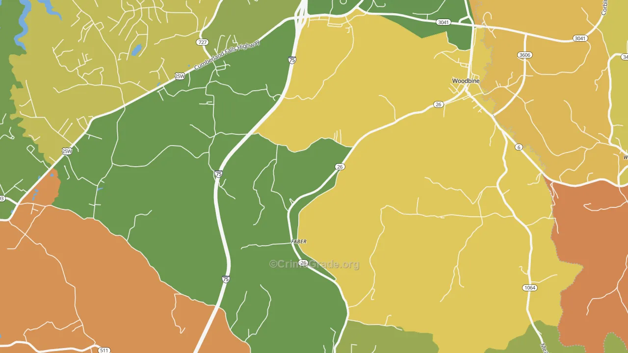 Faber, KY Map of Murder Rates