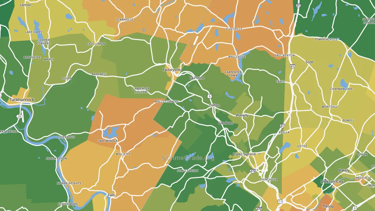 Factoryville, PA Map of Murder Rates