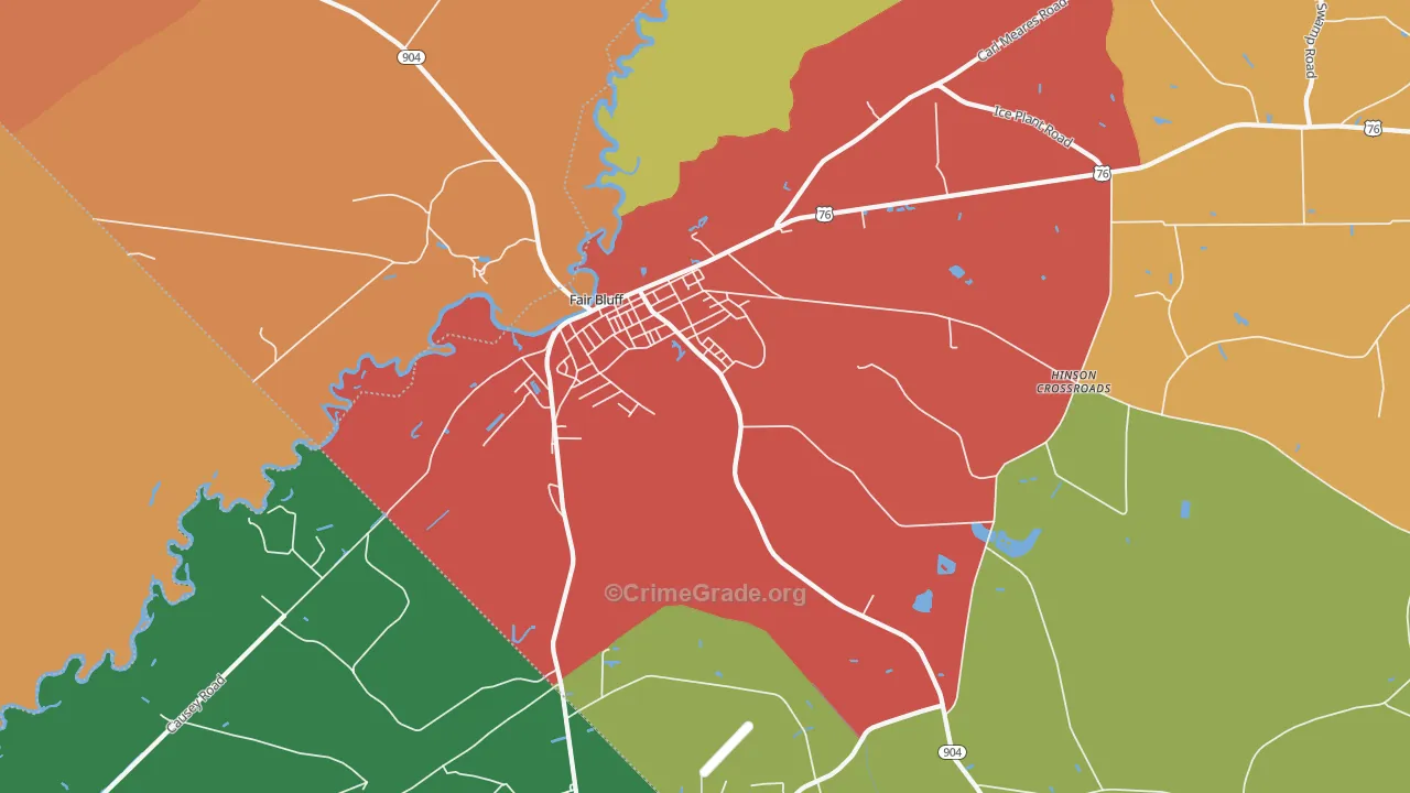 Fair Bluff, NC Map of Murder Rates