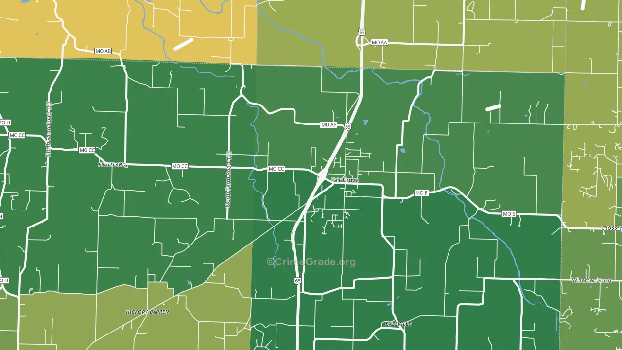 Fair Grove, MO Map of Murder Rates