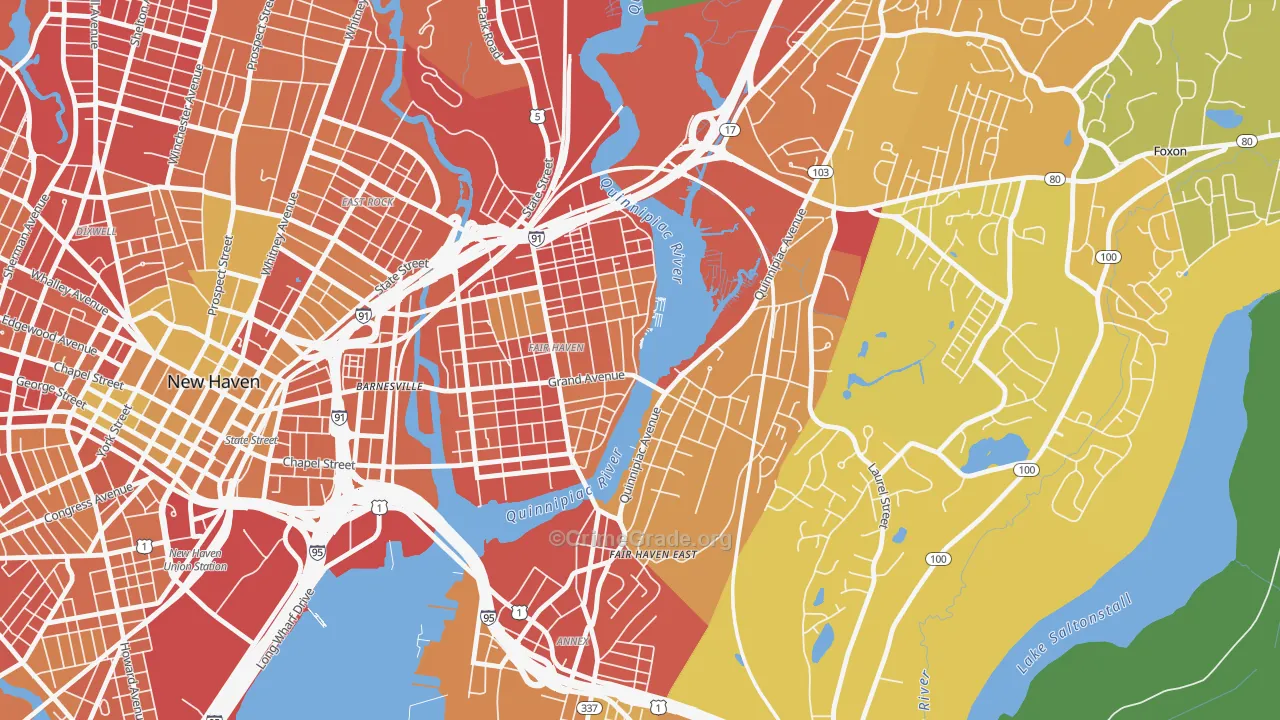 Fair Haven, New Haven, CT Map of Murder Rates