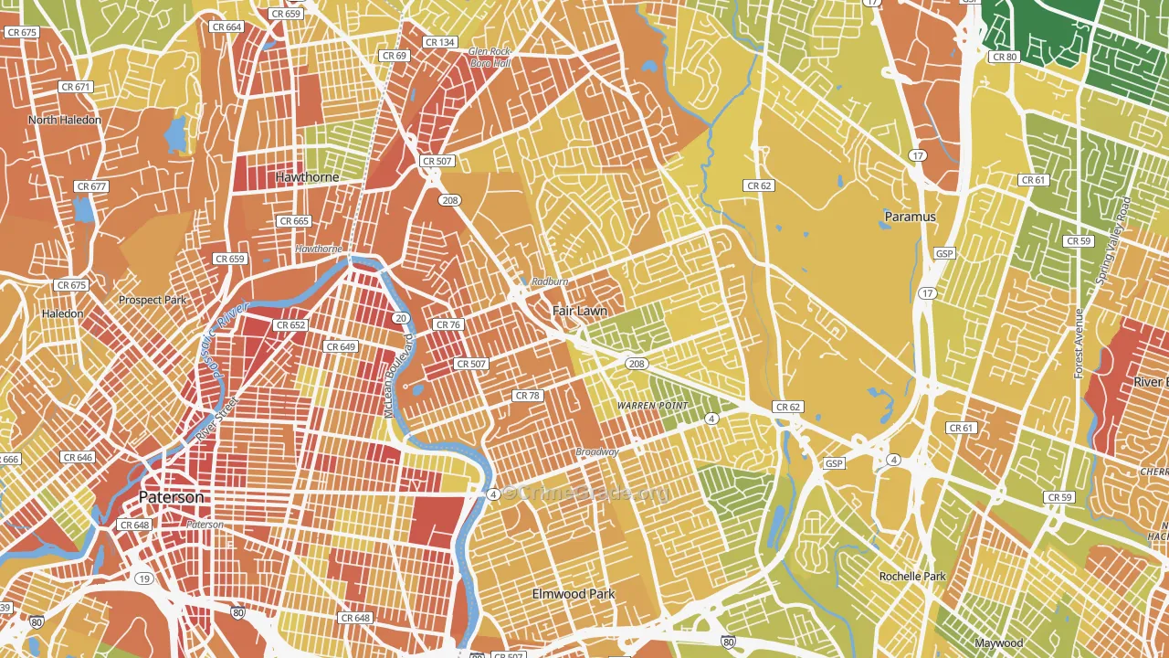 Fair Lawn, NJ Map of Murder Rates