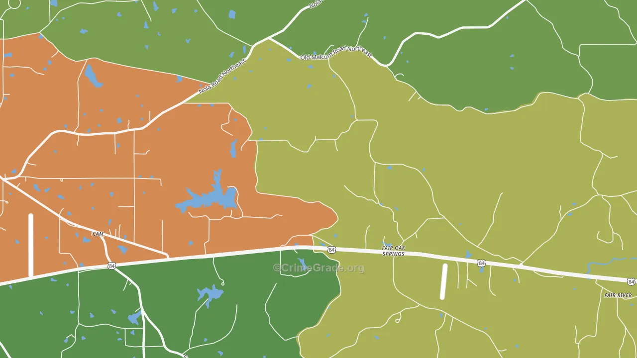 Fair Oak Springs, MS Map of Murder Rates