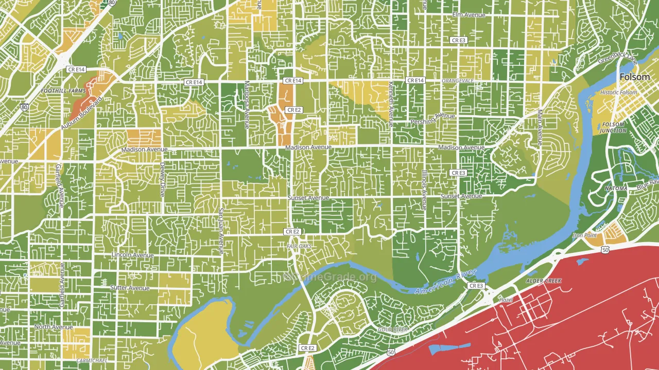 Fair Oaks, CA Map of Murder Rates